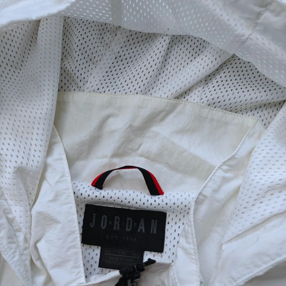 JORDAN Mens Windbreaker Jacket XXL White Red Nylon Colorblock Streetwear